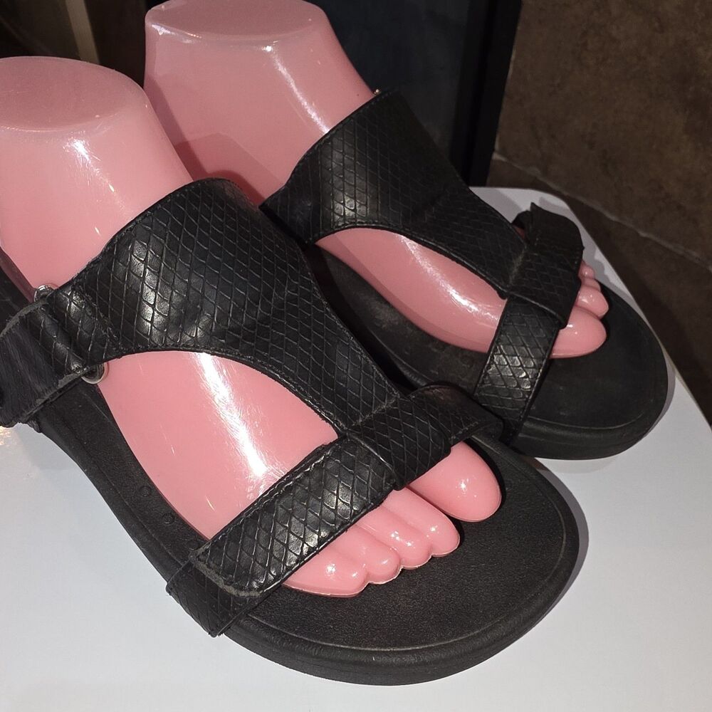 VIONIC ELLIE Sz 9 Black Orthotic Arch Support Walking Platform Boho Logo Sandala - Picture 2 of 11